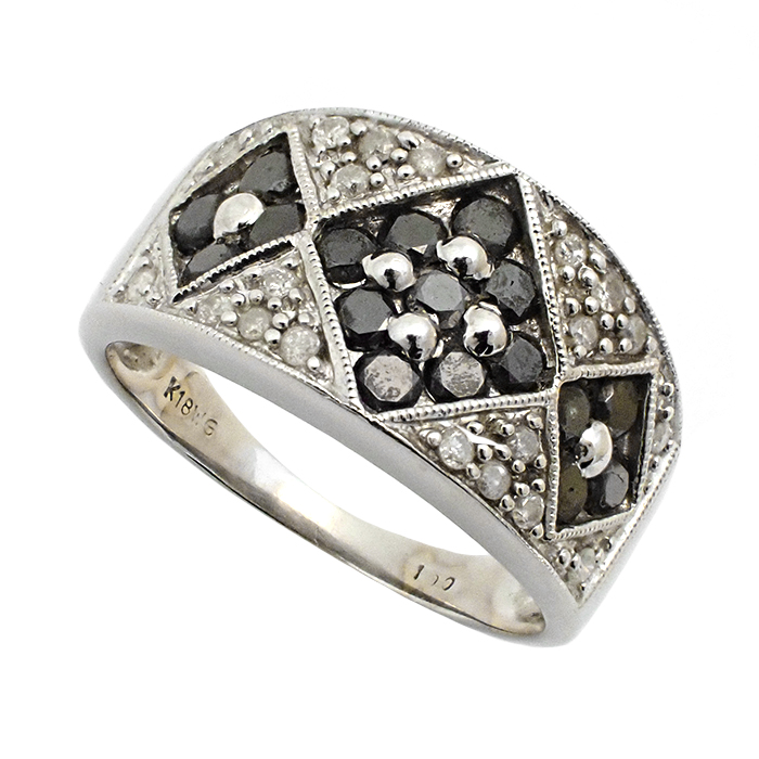 K18WG ブラックダイヤモンド 指輪 11号 ホワイトゴールド