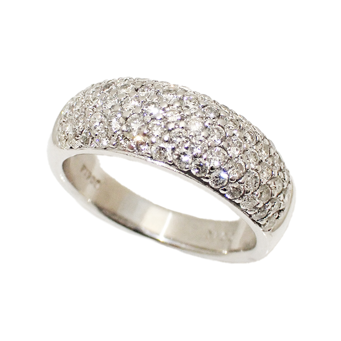 Pt900 ダイヤモンド 指輪 パヴェダイヤ 10号 新品仕上げ済 シルバーカラー