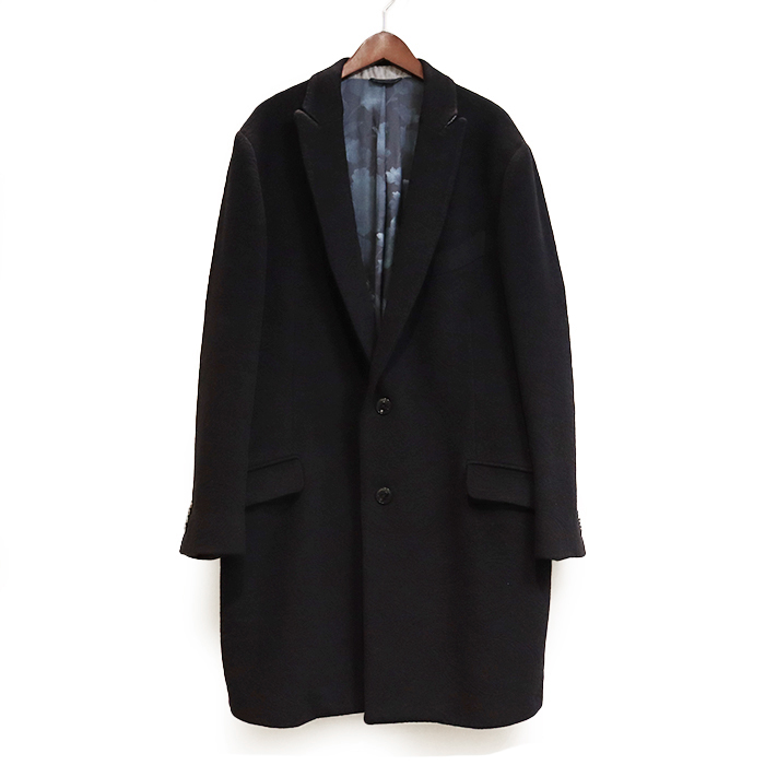 エトロ (ETRO) ロングコート ブラック 総柄 メンズ アンゴラ 黒色 ペイズリー柄