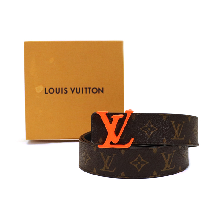 ルイヴィトン(Louis Vuitton) サンチュール・LVシェイプ MP216 ベルト モノグラム レザー 40MM ブラウン オレンジ
