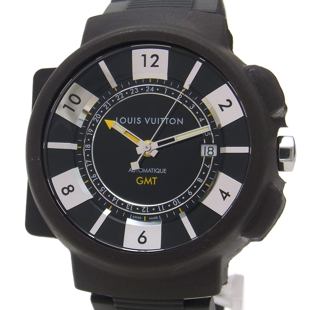 【セール価格】ルイヴィトン(Louis Vuitton) タンブール インブラック GMT Q113K メンズ腕時計 黒文字盤