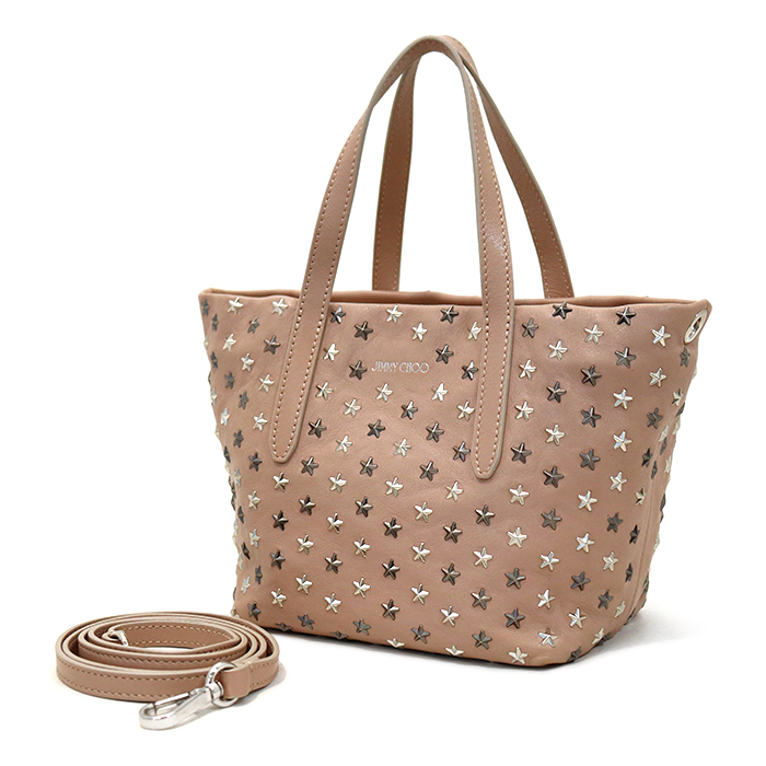 ジミーチュウ(JIMMY CHOO) 2way ハンドバッグ ショルダーバッグ ミニサラ スタースタッズ 保存袋付き ピンクベージュ