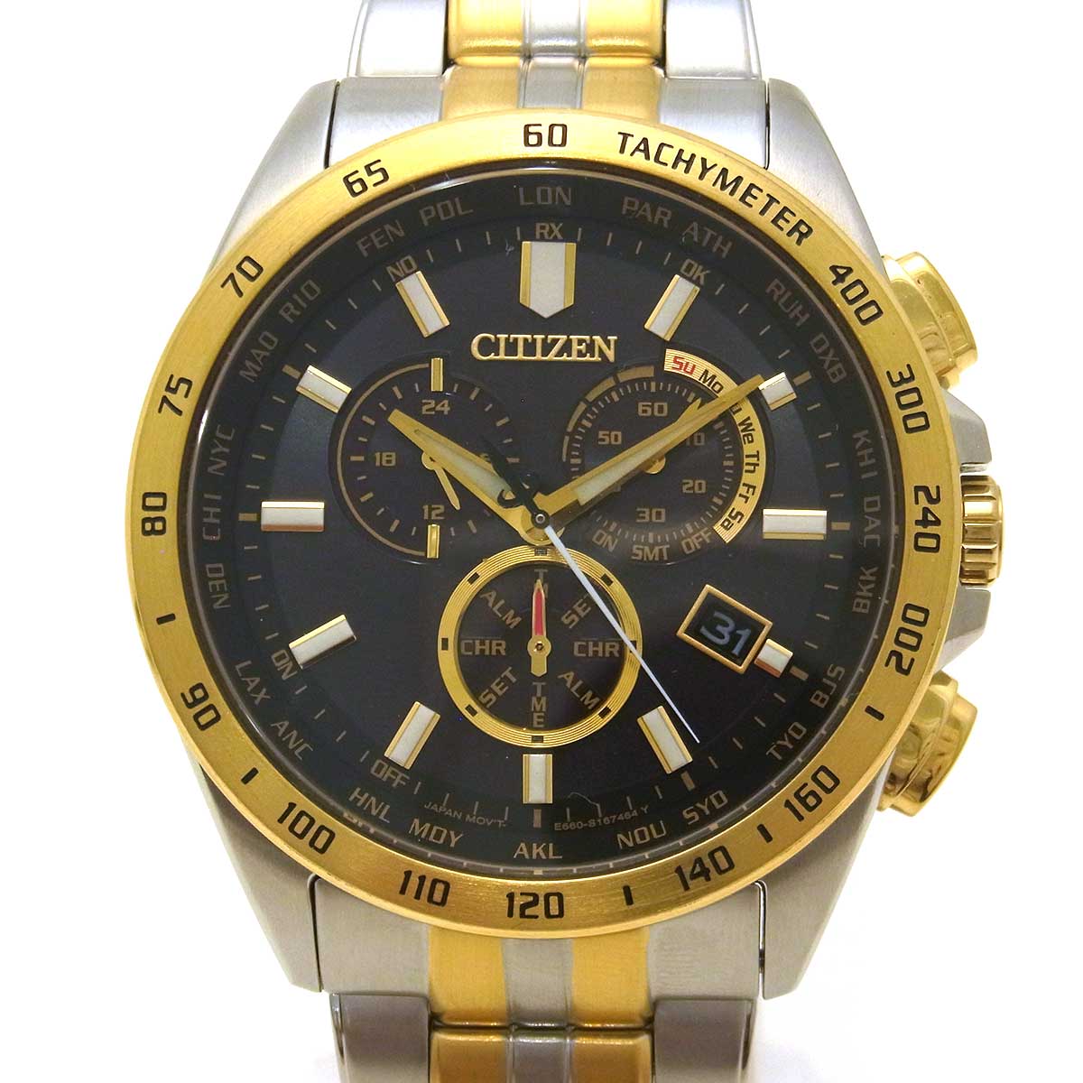 シチズン(CITIZEN) 電波ソーラー 腕時計 E660-S122244 SS メンズ 黒文字盤
