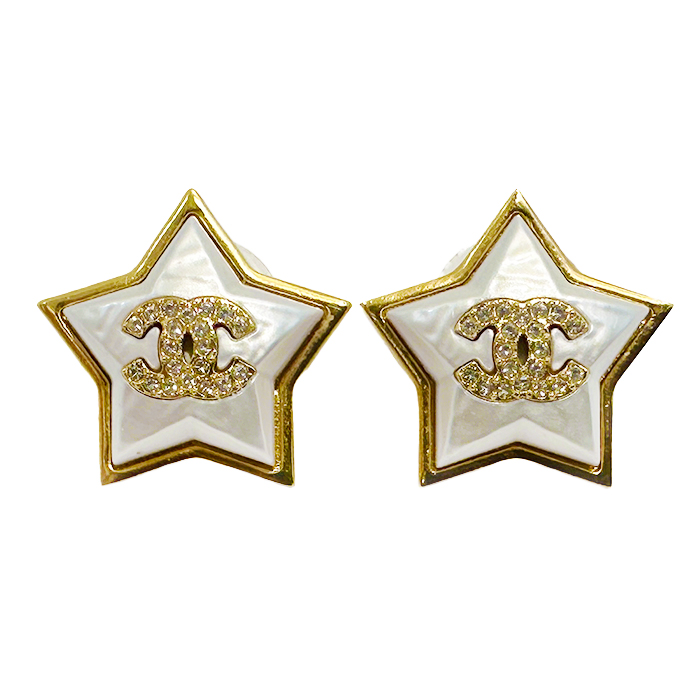 シャネル(CHANEL) GP ピアス ABC401 スター フェイクシェル ココマーク ラインストーン B24C ゴールドカラー
