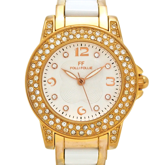 フォリフォリ(Folli Follie) WF0B048BS レディース腕時計 アナログ ラインストーン ホワイト文字盤