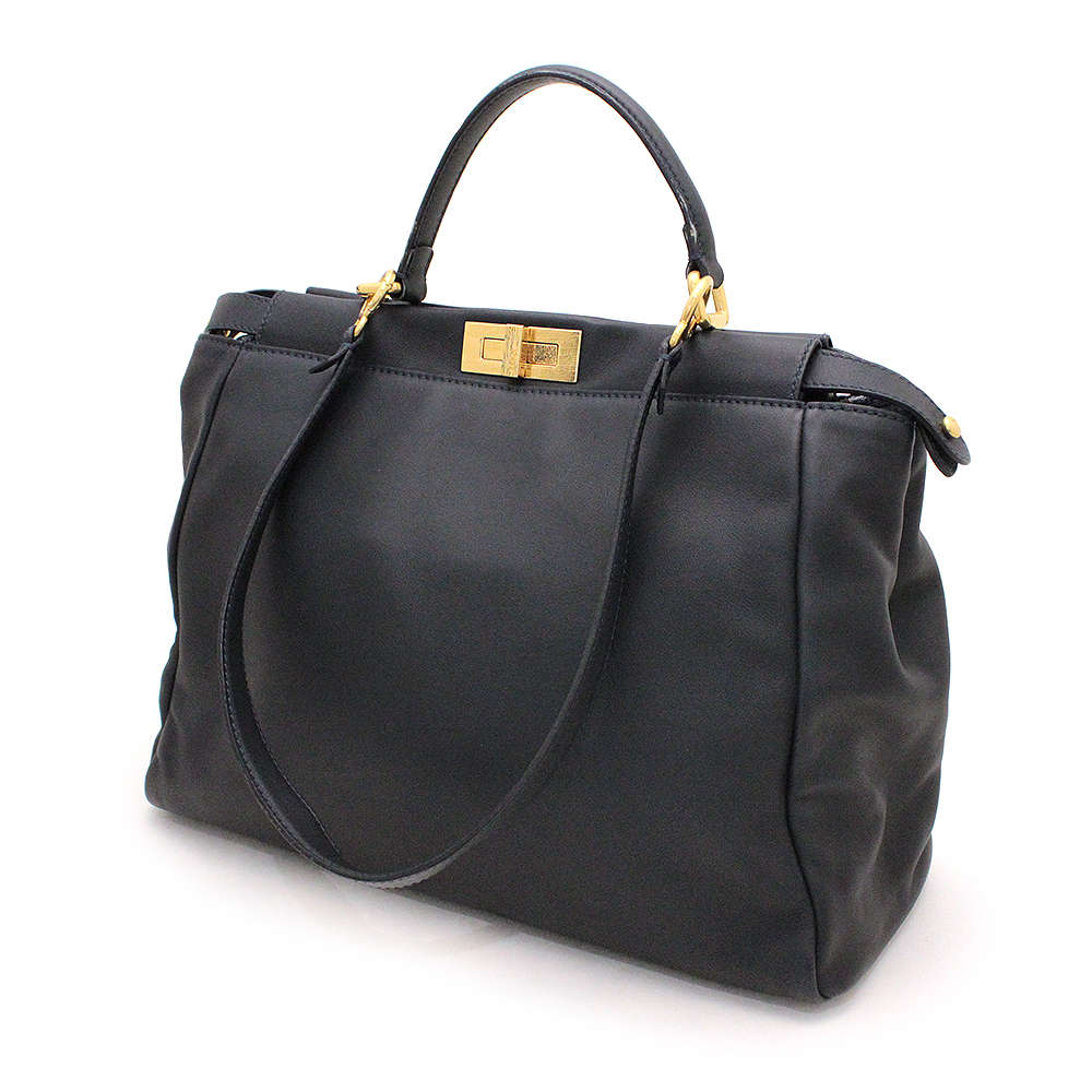 フェンディ(FENDI) ピーカブー 8BN210 2WAY ハンドバッグ ズッカ デニム ネイビー