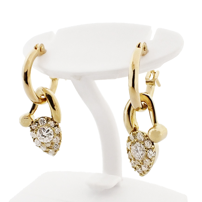 K18 ダイヤモンド 2way ピアス シンプルデザイン ゴールドカラー